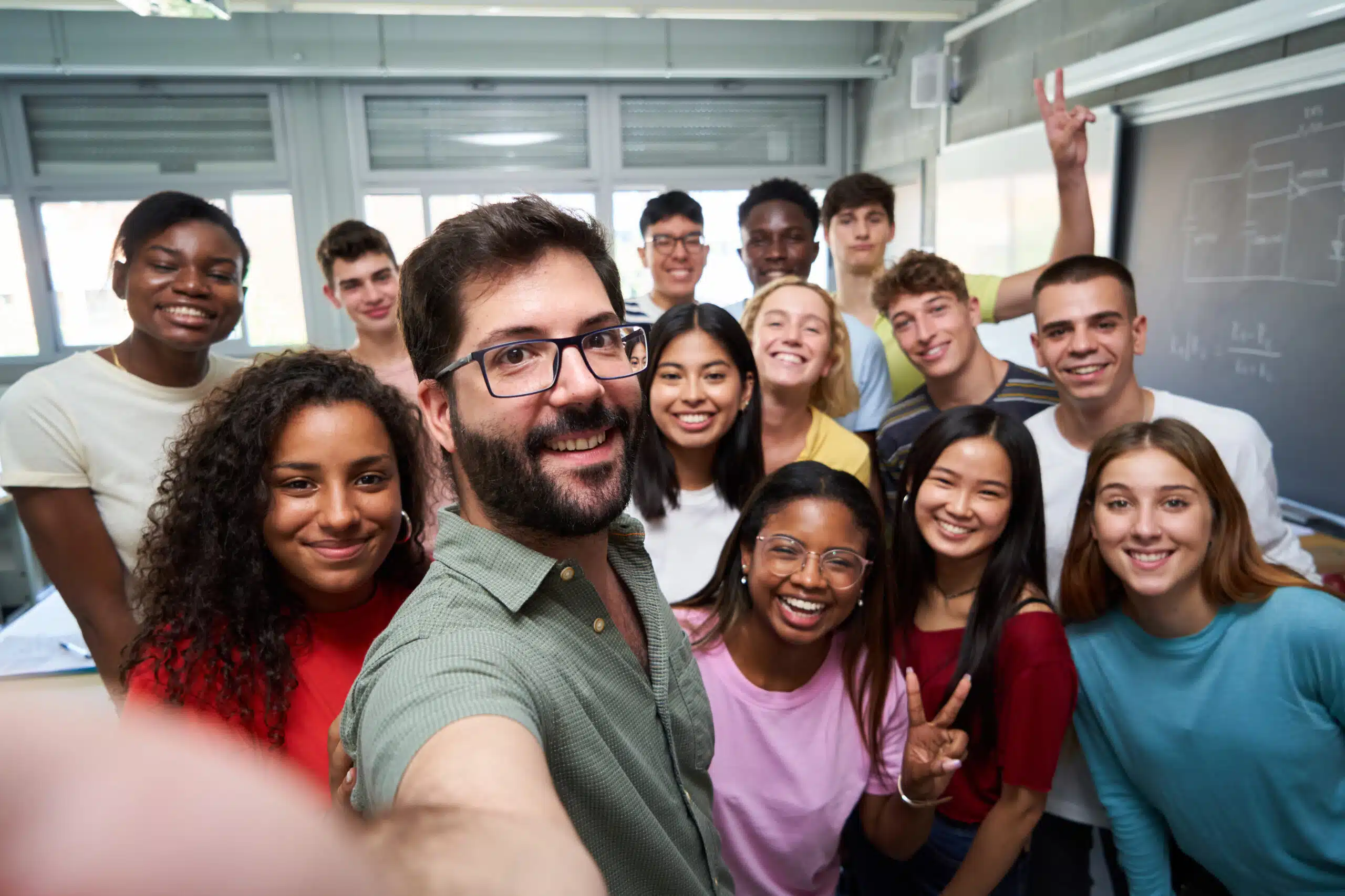 happy-selfie-of-young-group-of-students-and-teacher