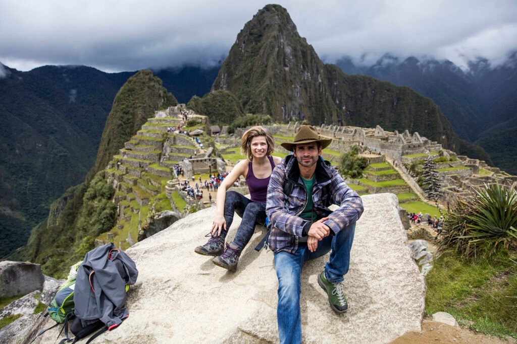 Young couple at Machu Picchu in Peru